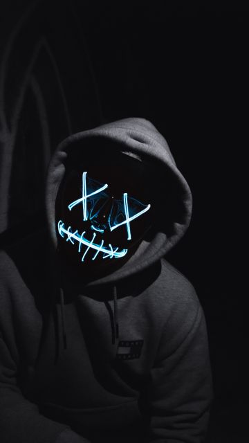 Anonymous, LED mask, Man, Dark background