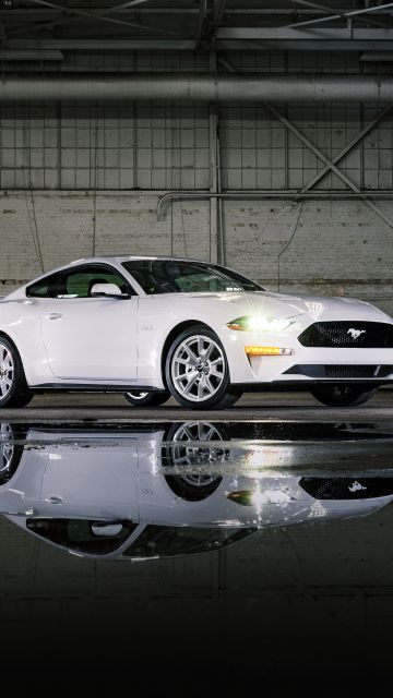 Ford Mustang GT, Ice White Appearance Package, 2022, White cars, 5K