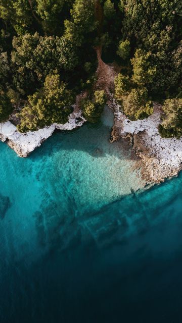 Island, Mi Pad 5 Pro, Aerial view, Drone photo, Seashore, Forest, Trees, Stock