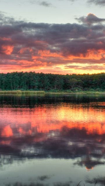 Huntington Beach State Park, North Carolina, Sunset, Cloudy Sky, Body of Water, Reflection, Evening sky, Dusk, Landscape, Scenery, 5K