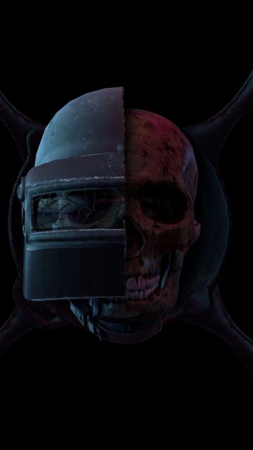 PUBG, PUBG helmet, Skull, Black background, Evil laugh