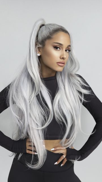 Ariana Grande, Portrait, American singer, White background, 5K