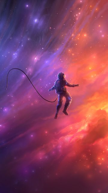 Astronaut, Liberated, Shackled, Spiral galaxy, Universe, Surreal, Dream