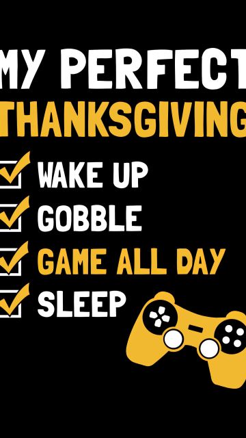 Thanksgiving Day, Gamer quotes, Perfect Thanksgiving, Joystick, Black background, 5K