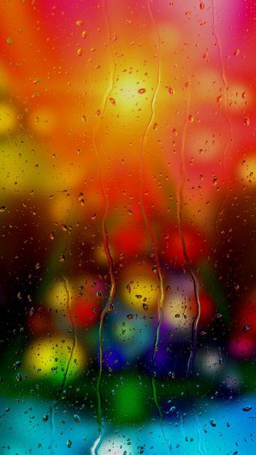 Rain drops, Bokeh Background, Multicolor, Window, Texture, 5K