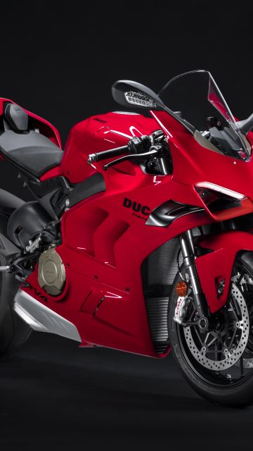 Ducati Panigale V4, Sports bikes, 2022, Red bikes, Dark background, 5K, 8K
