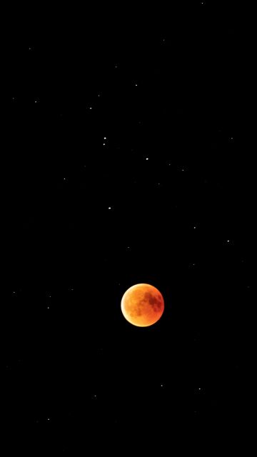 Lunar Eclipse, Blood Moon, Starry sky, Astronomy, Black background