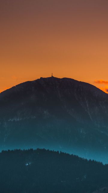 Mount St. Ursula, Peak, Dawn, Dusk, Sunset, Evening sky, Slovenia, 5K