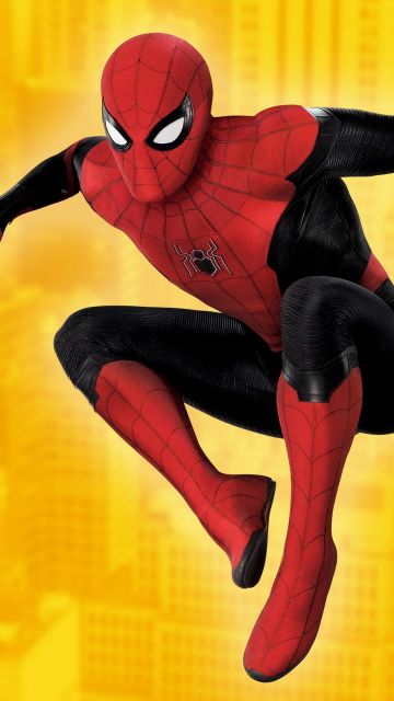 Spider-Man: Far From Home, Marvel Superheroes, Marvel Comics, Yellow background, Spiderman
