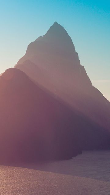 Mitre Peak, New Zealand, Milford Sound, Mountain Peak, Sun light, Sunrise, Morning light, Blue Sky, Landscape, 5K, 8K