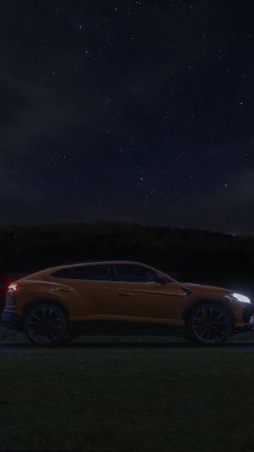 Lamborghini Urus, Night, Starry sky, 5K