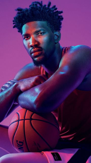 Joel Embiid, Basketball player, Cameroonian, NBA, Purple background