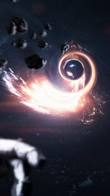 Wormhole, Black hole, Astronaut, Cosmos, Planet, Asteroids