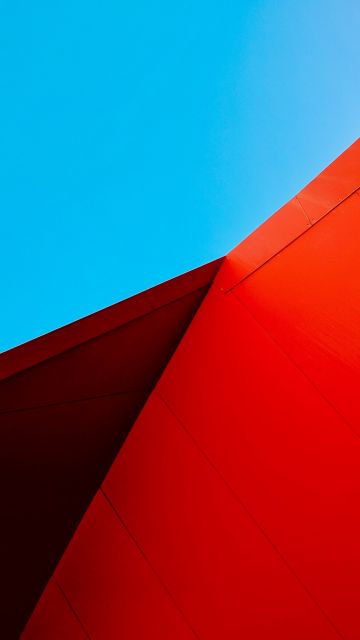 Modern architecture, Minimalist, Building, Metal, Blue Sky, Red