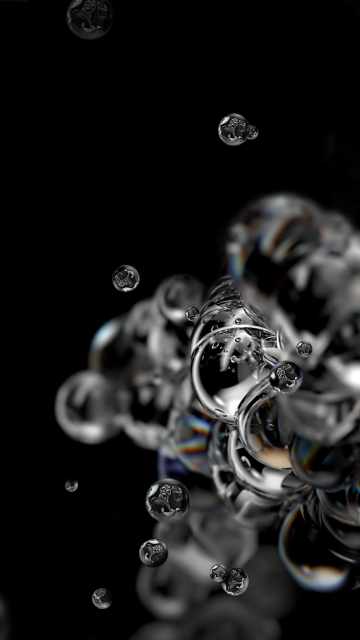 Bubbles, Samsung Galaxy S20, Liquid, Black background, Macro, Stock