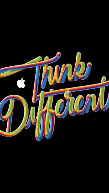 Think different, Apple slogan, Apple logo, Black background, AMOLED