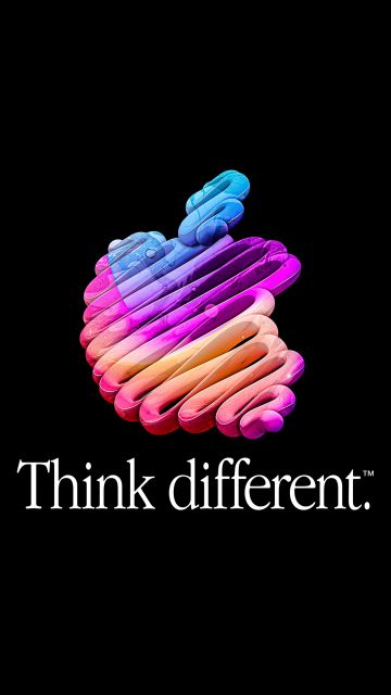 Think different, AMOLED, Apple slogan, Apple logo, Colorful, Black background