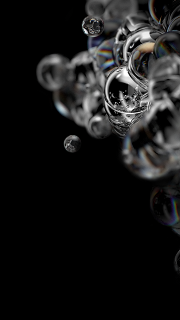 Bubbles, AMOLED, Liquid, Black background, Macro, Samsung Galaxy S20, Stock