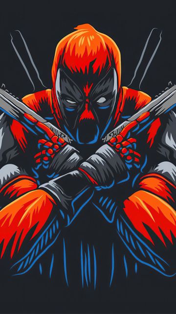 Deadpool, Dark background, Marvel Superheroes, Minimal art, 5K