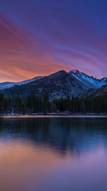 Bear Lake, Colorado, Rocky Mountain National Park, Sunset, Reflection, Forest, Landscape, 5K