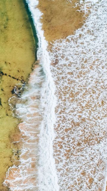 Beach, Aerial view, Aerial Photography, Waves, 5K