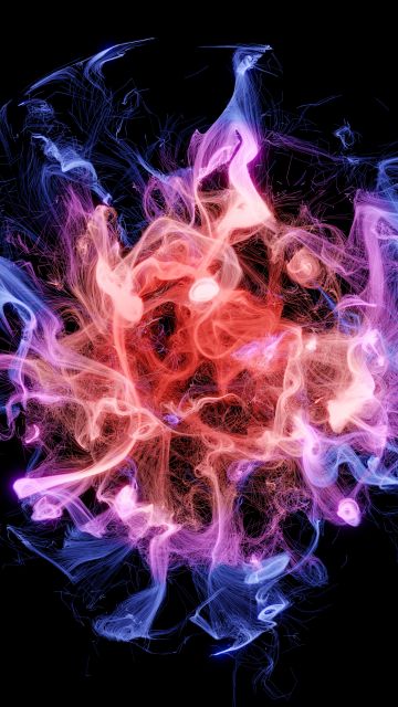 Colorful smoke, Black background, Explosion, Contained, Experiment, 5K, AMOLED