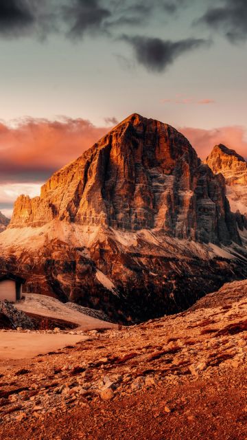 Dolomite mountains, Summer, Italian Alps, Sunset, Mountain View, High rocks, Landscape, 5K, 8K