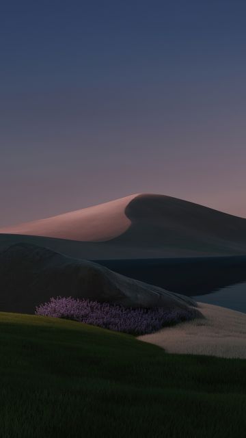 Desert, Night, Landscape, Windows 11, Lake, Evening, Sunset