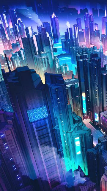 Neon city, Futuristic city, Cyber city, Cyberpunk, Cityscape, 5K, 8K