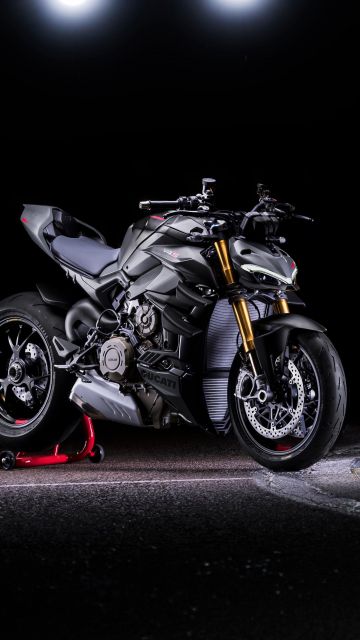 Ducati Streetfighter V4 S, 2023, Sports bikes, 5K, Dark background, Race track