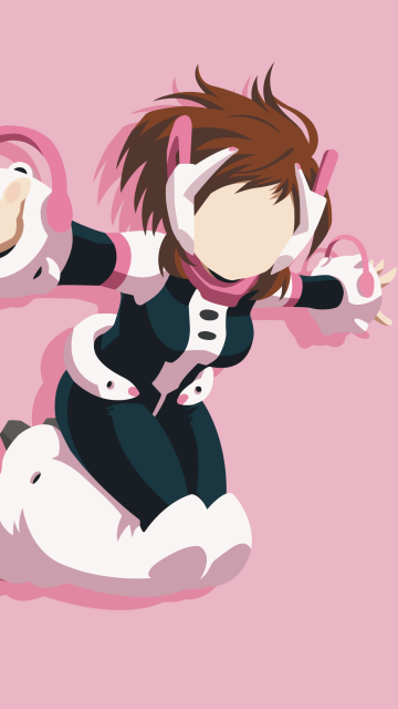 Ochaco Uraraka, Uravity, My Hero Academia, Pink background, Pastel background, Pastel red