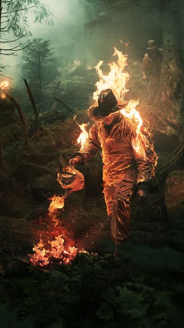 Burning Man, Fire, Forest, Stuntman, Photo Manipulation, Photoshop