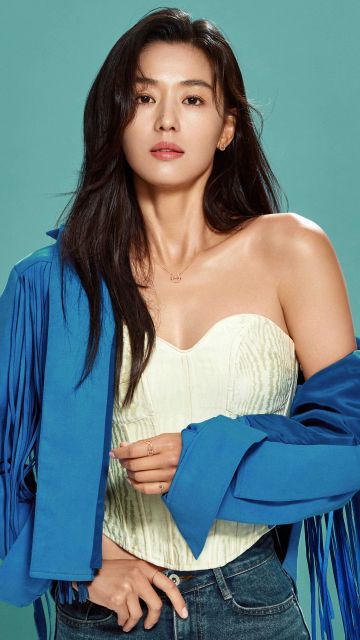 Jun Ji-hyun, South Korean actress, Portrait, 5K, 8K, Teal background