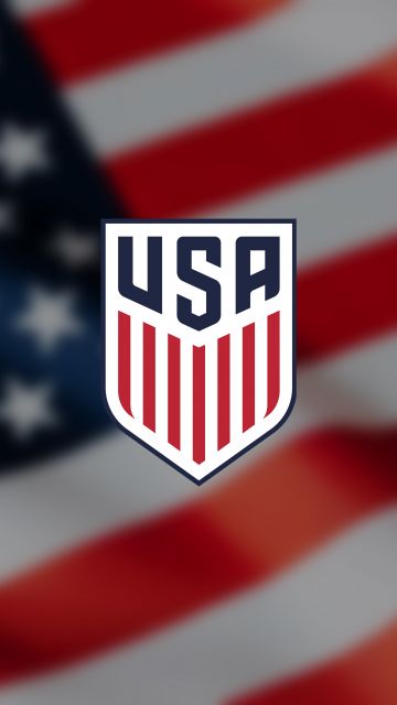 USMNT logo, USA Flag background, United States men's national soccer team, American flag background, 5K