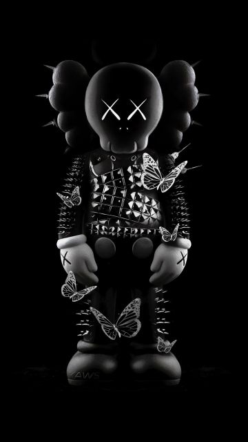 Kaws black, Kaws figure, Black background, AMOLED, 5K, Simple