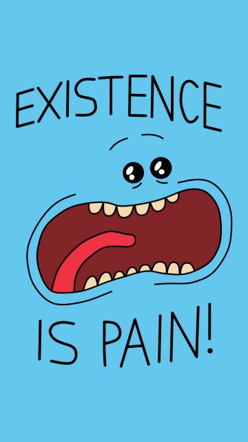 Mr. Meeseeks, Existence is Pain, Rick and Morty, Blue background, 5K, Simple