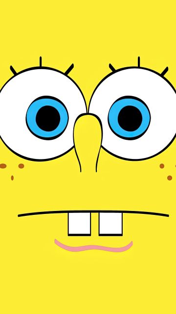 SpongeBob, Yellow background, Minimalist, 5K, Simple