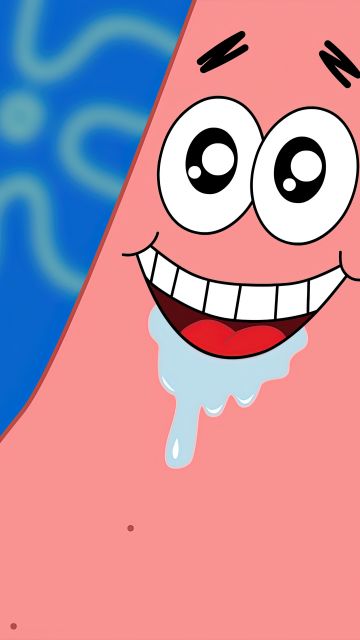 Patrick Star, SpongeBob SquarePants, Blue background, Cartoon, 5K