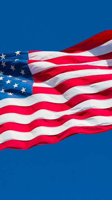 Flag of USA, Blue Sky, American flag, Flag of the United States, National flag, 5K