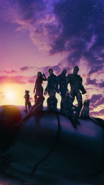 Guardians of the Galaxy Volume 3, Chris Pratt as Peter Quill, Zoe Saldana as Gamora, Dave Bautista as Drax, Vin Diesel as Groot, Bradley Cooper as Rocket, Karen Gillan as Nebula, Pom Klementieff as Mantis, 2023 Movies