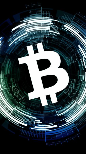 Bitcoin, AMOLED, Cryptocurrency, Black background