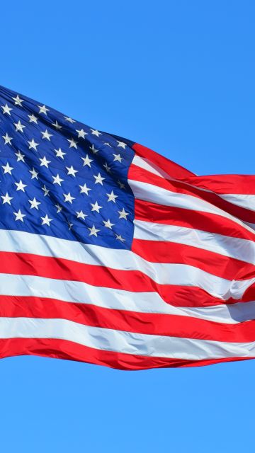 Flag of USA, 5K, American flag, Flag of the United States, National flag, Blue Sky