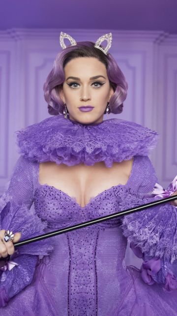 Katy Perry, Purple outfit, American singer, Purple background