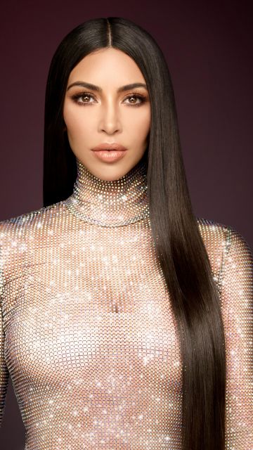 Kim Kardashian, Glitter, Brown background, 5K