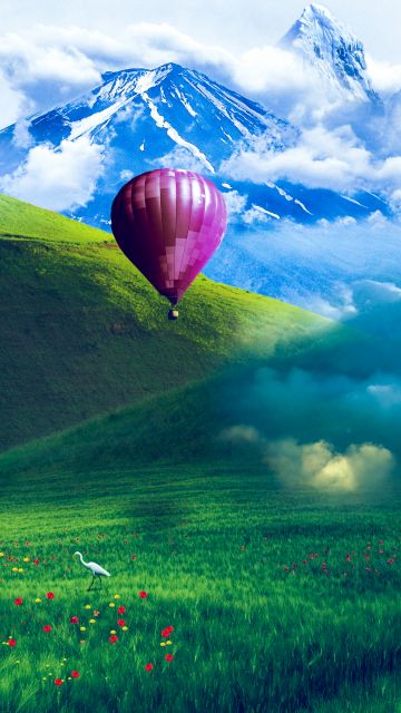 Hot air balloons, Scenery, Landscape, Greenery, Mountains