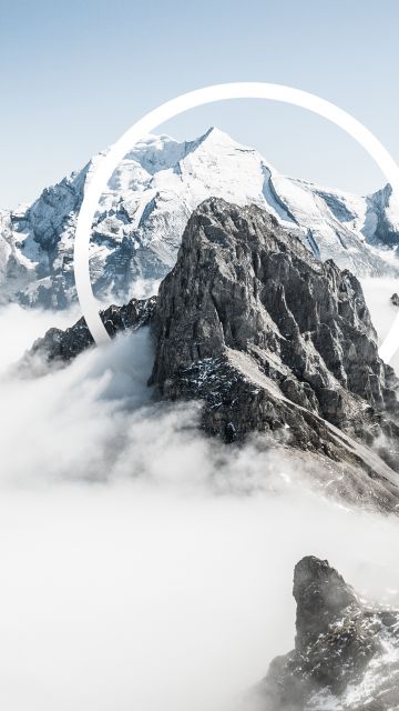Alps mountains, Geometric, Snowcapped mountains, Winter, Natural Abstraction