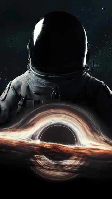 Astronaut, Wormhole, Cosmos, Gargantua black hole, 5K