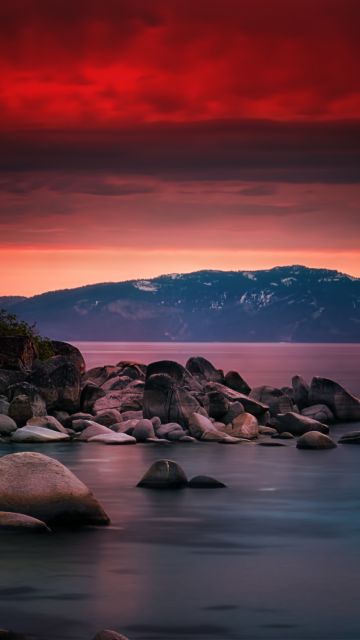 Lake Tahoe, Sand Harbor, Dusk, Long exposure, Sunset, 5K, 8K