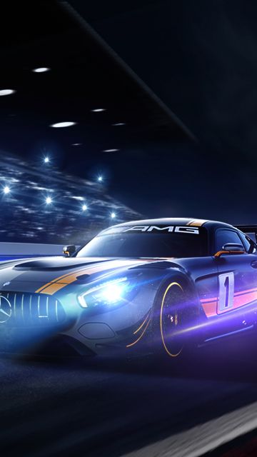 Mercedes-AMG GT R, Night, Racing track, Mercedes-AMG