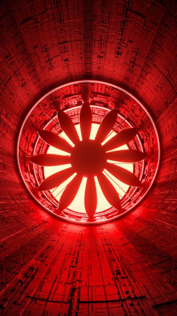 Exhaust fan, Tunnel, Red background